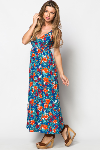 Tropical Fleur Print Maxi Dress - Just $7