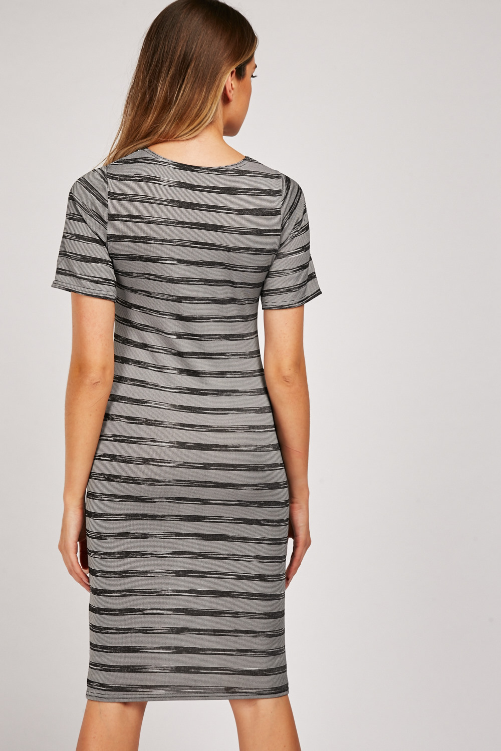 sheer stripe midi dress