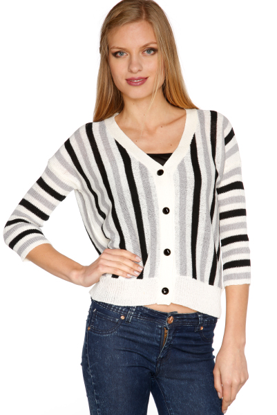 Vertical Stripes Sheer Knit Cardigan - Just $7