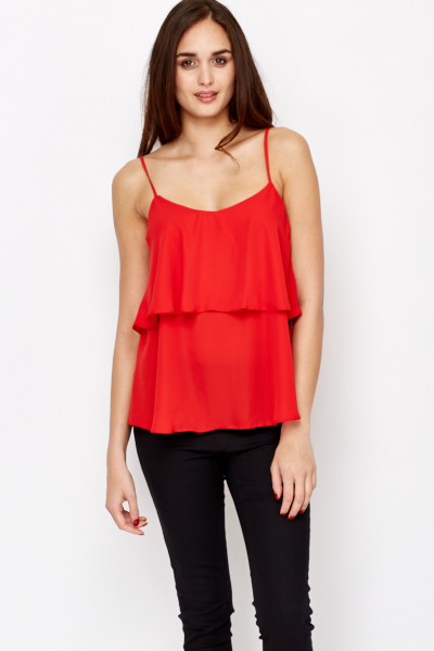 Red Ruffled Cami Top - Just $7