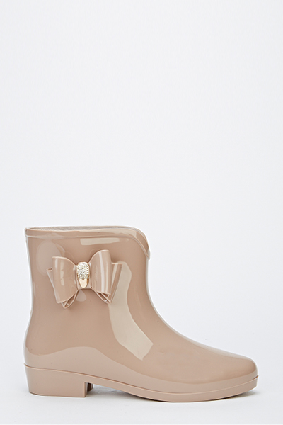 Bow Metallic Ankle Wellington Boot - Just £5