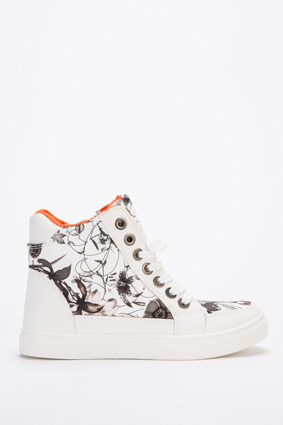 Floral Insert High Top Trainers - Just $7