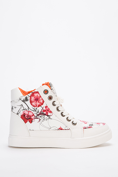 Floral Insert High Top Trainers - Just $7