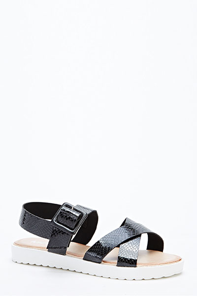 Mock Croc Chunky Sole Sandals - Just $7