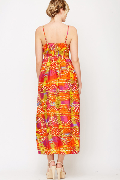 Orange Sun Print Maxi Dress - Just $7