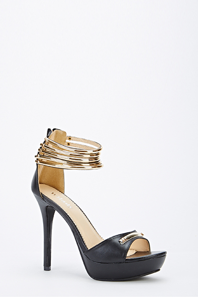 gold ankle strap shoes