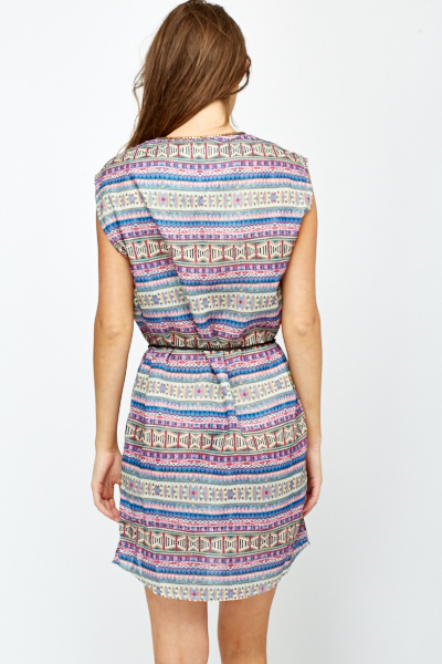 Aztec Print Belted Tunic - Just $7