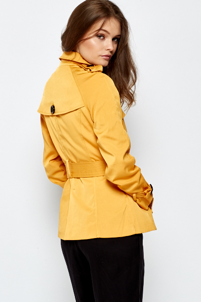 Mustard Button Up Trench Coat - Just $7