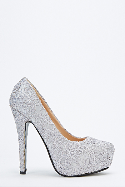 grey high heels shoes