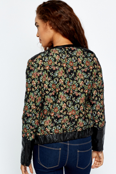 glamorous floral embroidered bomber jacket