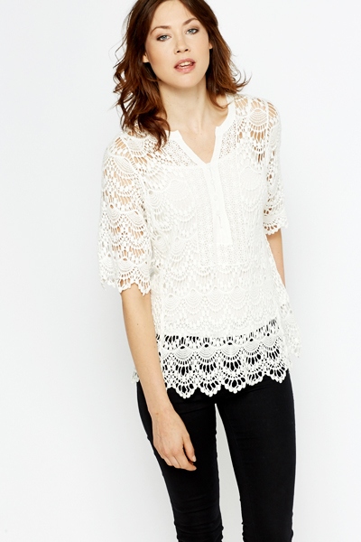 white crochet top