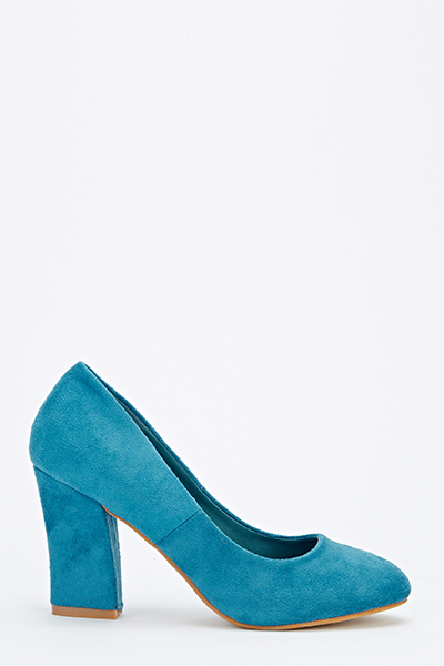 blue block heel shoes