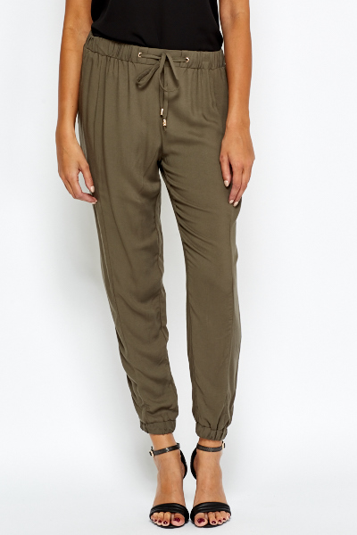 olive leather trousers