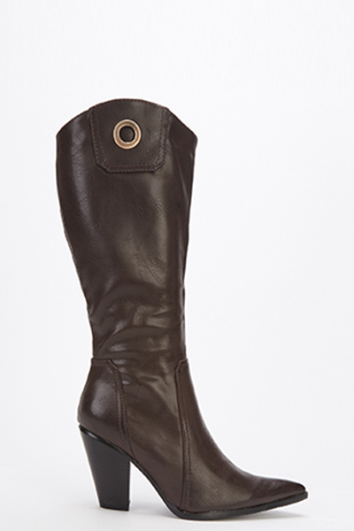 dark brown pointed toe boots