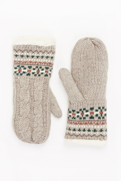 Aztec Knitted Trim Gloves - Just $7