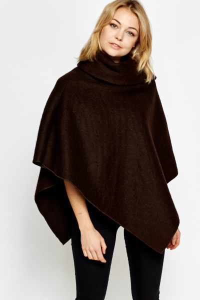 Button Side Cowl Neck Poncho - Just $7