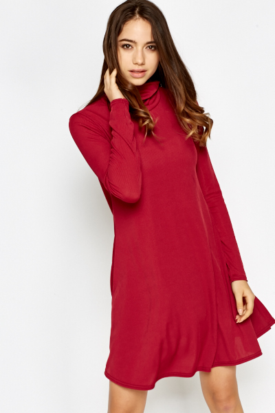 roll neck swing dress