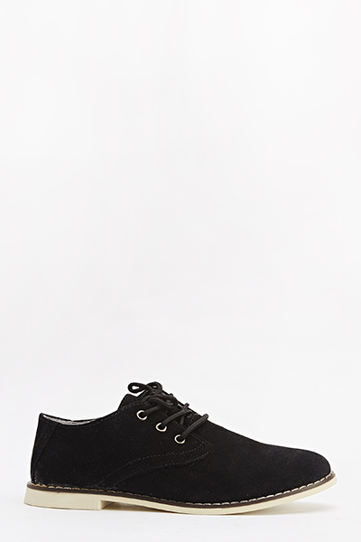 black suedette lace up shoes