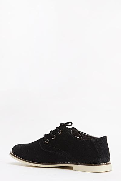 black suedette lace up shoes