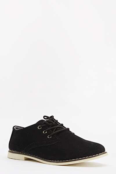Black Suedette Lace Up Shoes - Just $6