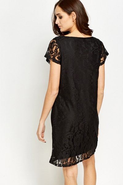 Lace Overlay Shift Dress - Just $7