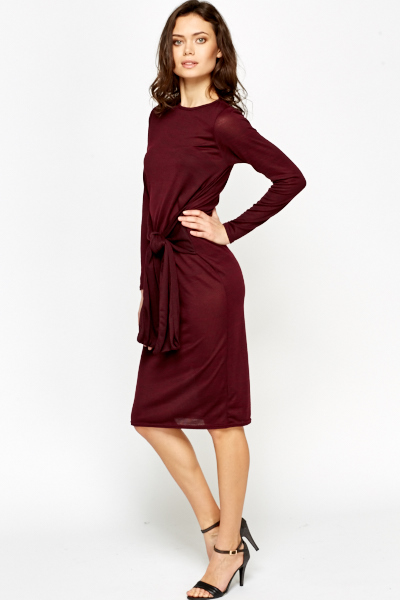 Burgundy Wrap Midi Dress - Just $7