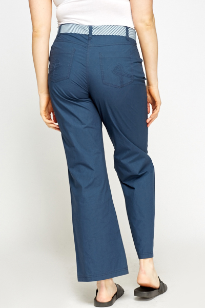 High Waist Middle Blue Trousers - Just $1