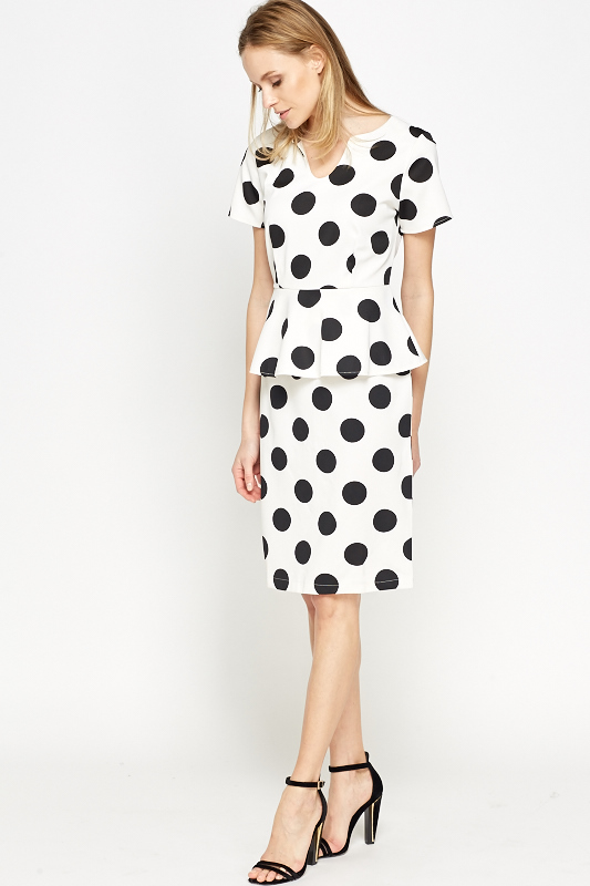 polka dot peplum dress