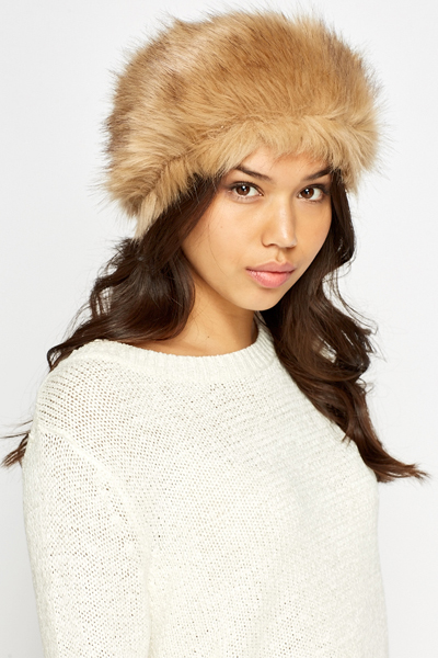 Beige Contrast Faux Fur Hat - Just $7