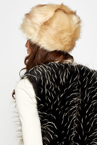 cream faux fur hat