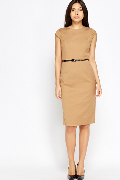 Light Brown Belted Dress - Just $7