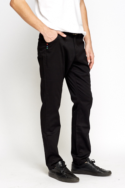 Cotton Slim Leg Belted Trousers - Just $7