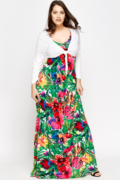 Multi Floral Maxi Dress And Cardigan ...