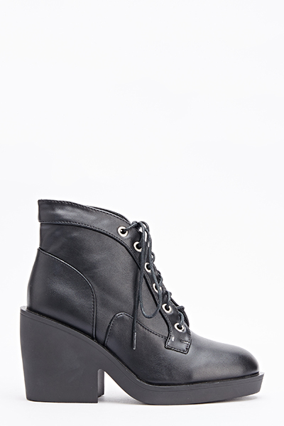 Ankle Laced Up Heeled Boots - Just $7
