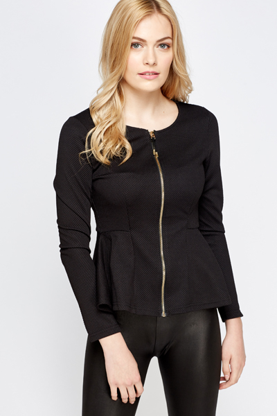 peplum zip up top