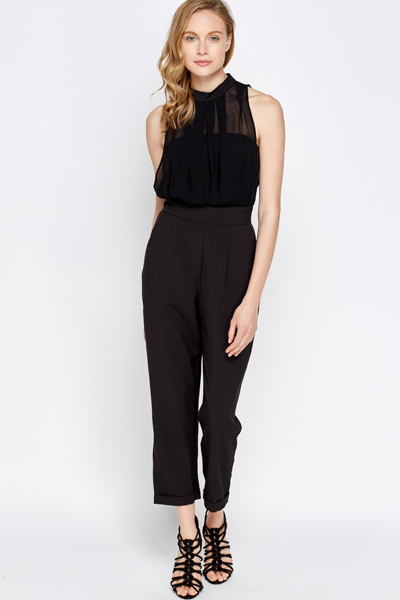Sheer Overlay Jumpsuit - Just $7