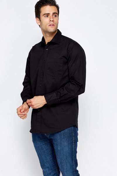 Black Thick Cotton Shirt - Just £5