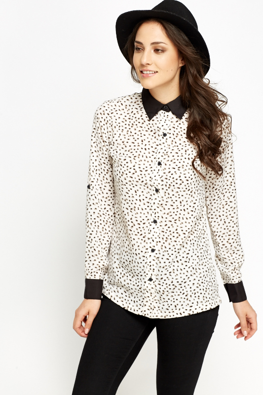 Star Printed Contrast Shirt - Just $7
