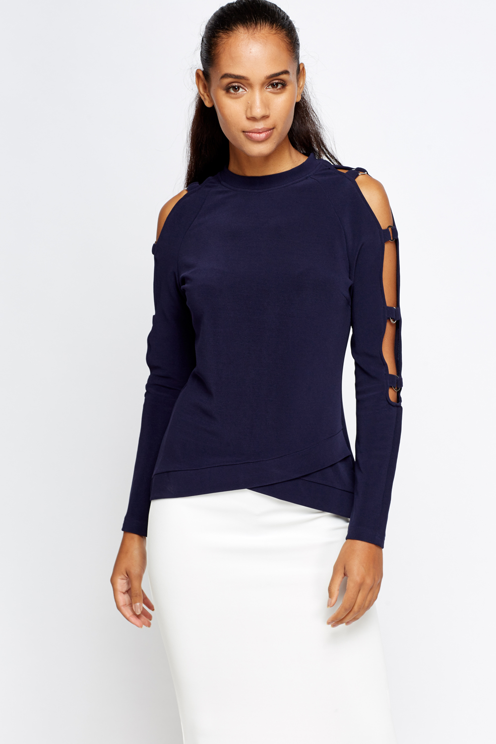 Cut Sleeves High Neck Top - Just $7
