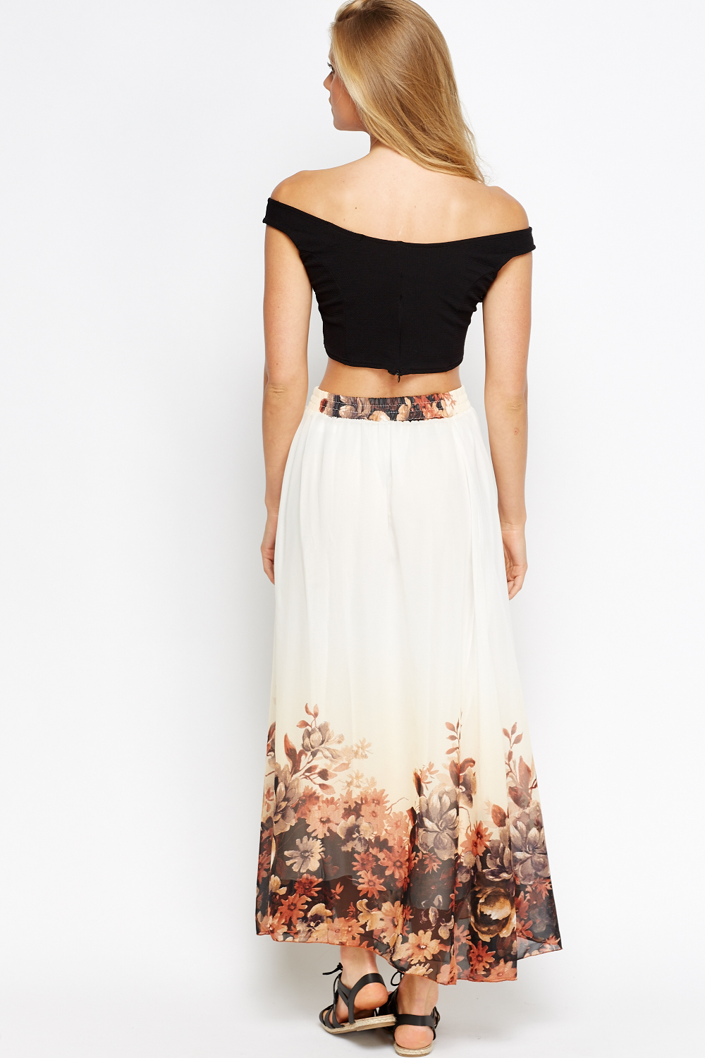 Floral Hem Maxi Skirt - Just $7