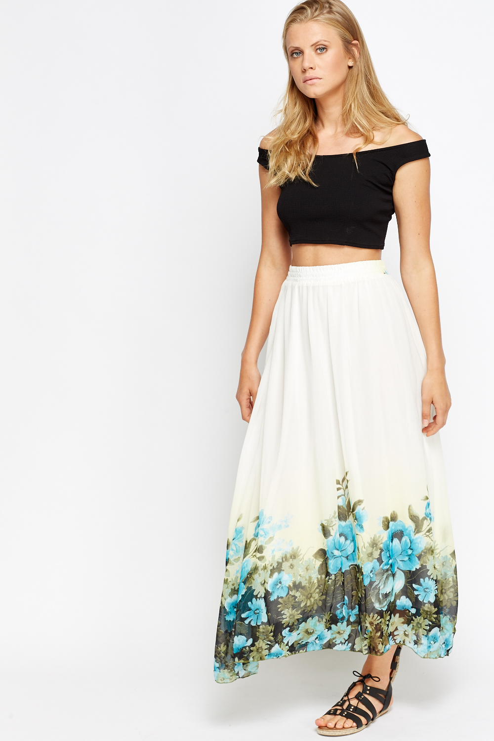 Floral Hem Maxi Skirt - Just $7