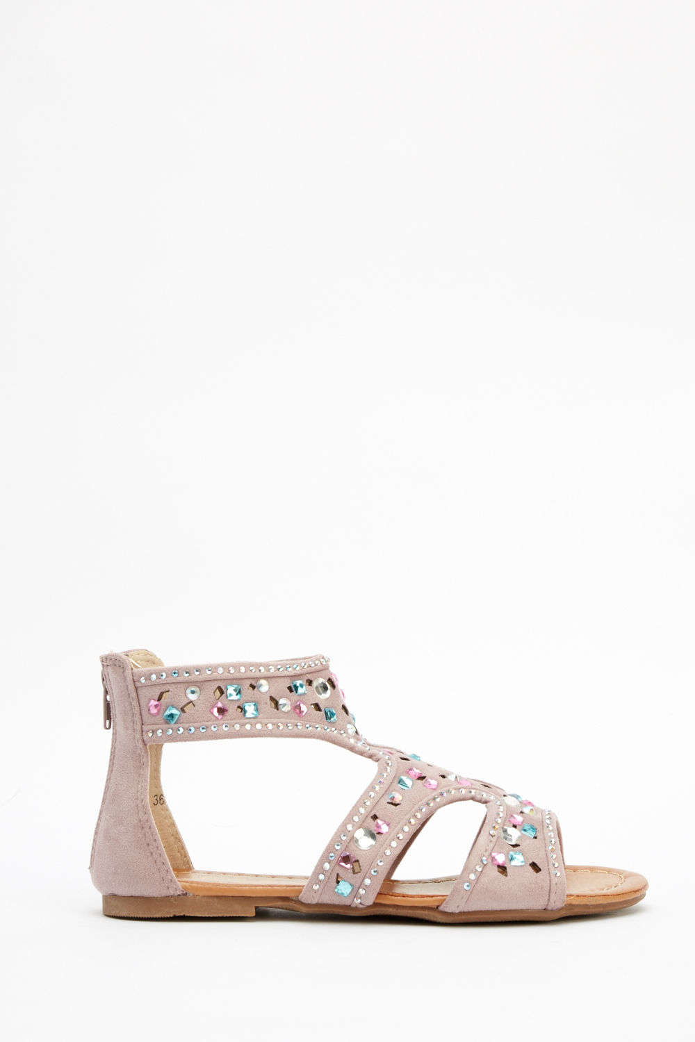 Cut Out Encrusted Ankle Sandals - Just $7