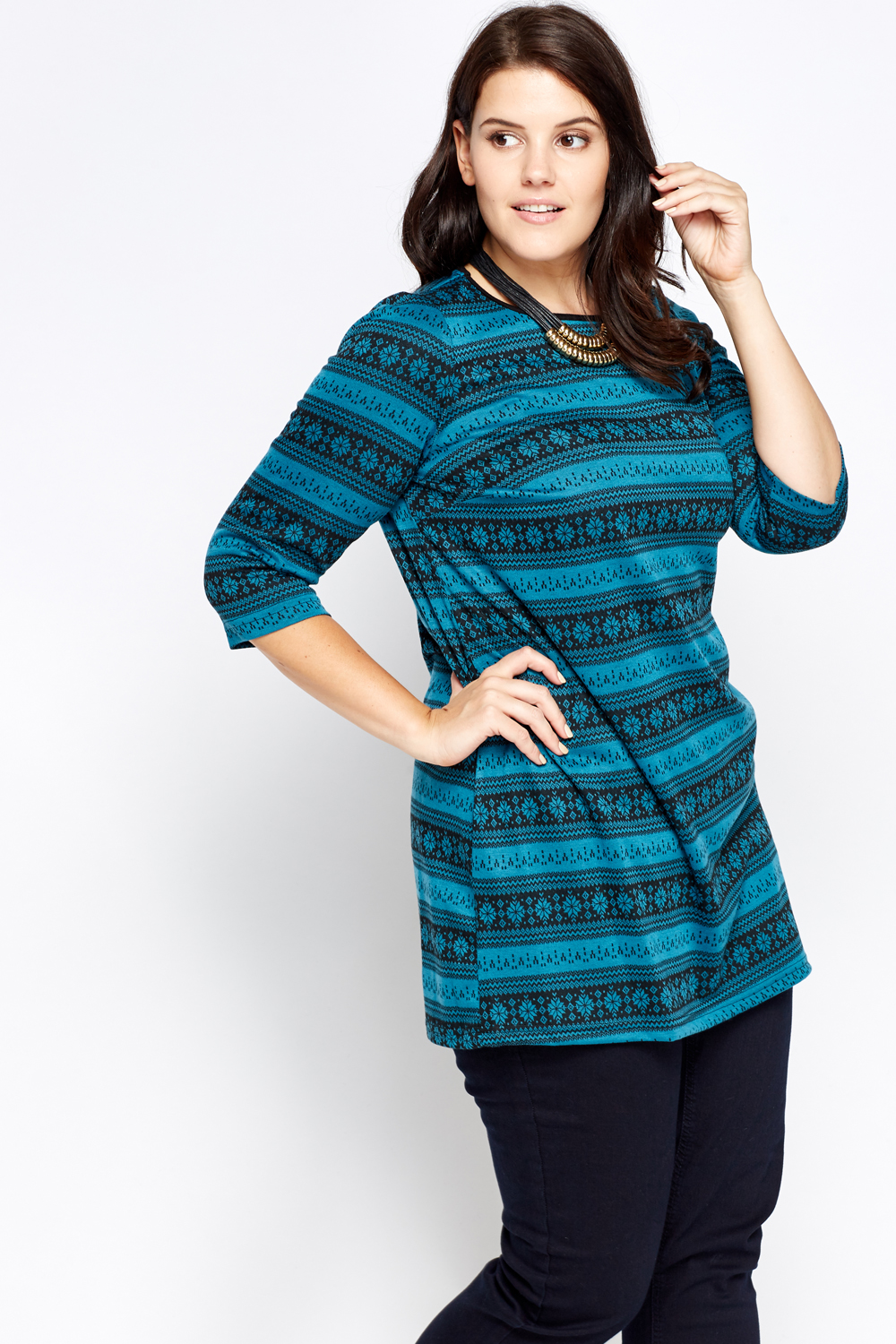 Teal Printed Tunic Top - Just $7