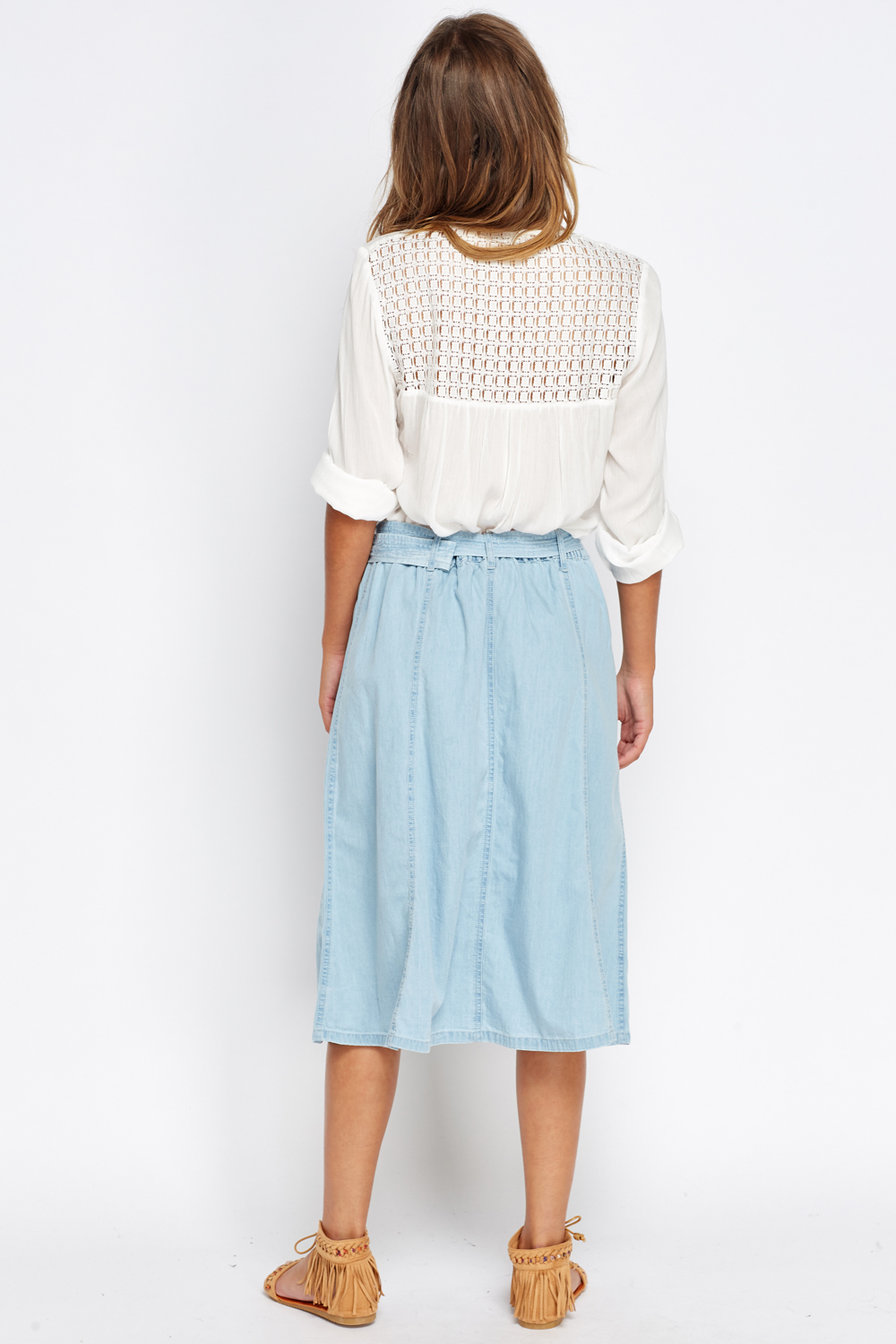 Blue Denim Look Midi Skirt - Just $6