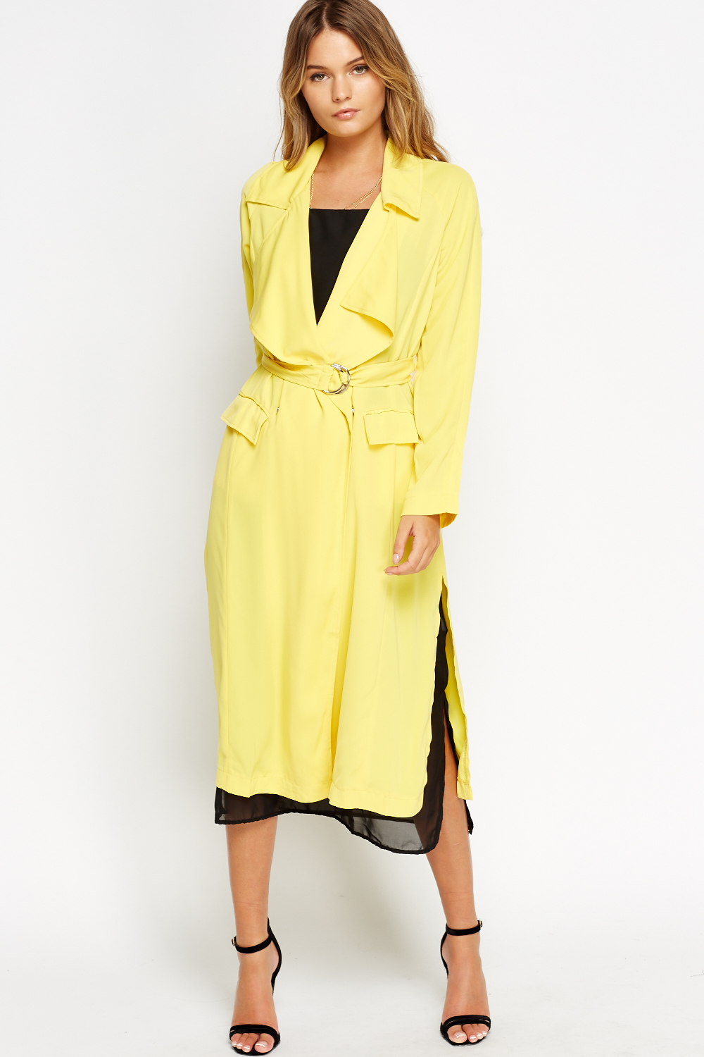 Yellow Tie Up Long Mac - Just $7