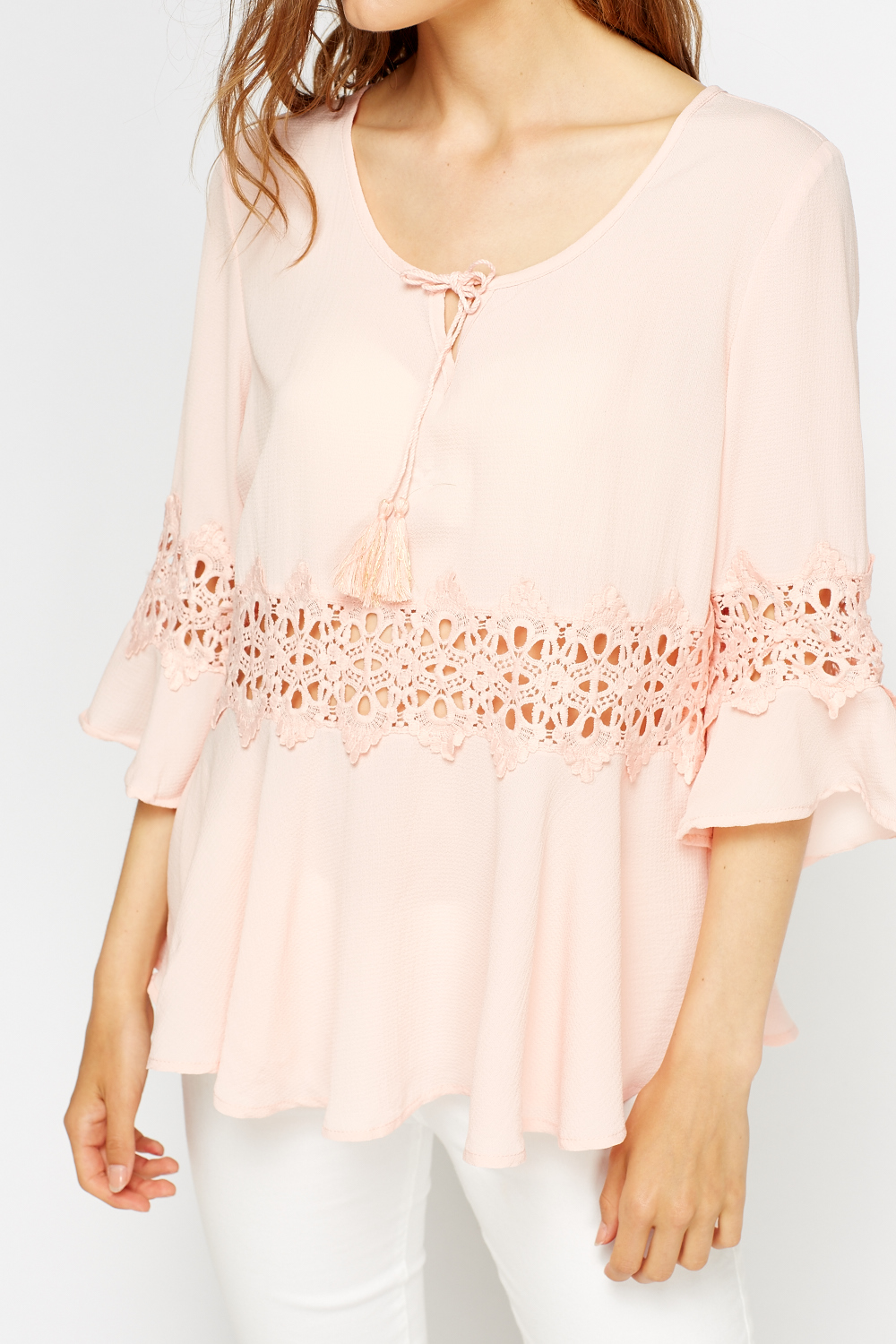 Peasant Lace Insert Top - Just $7