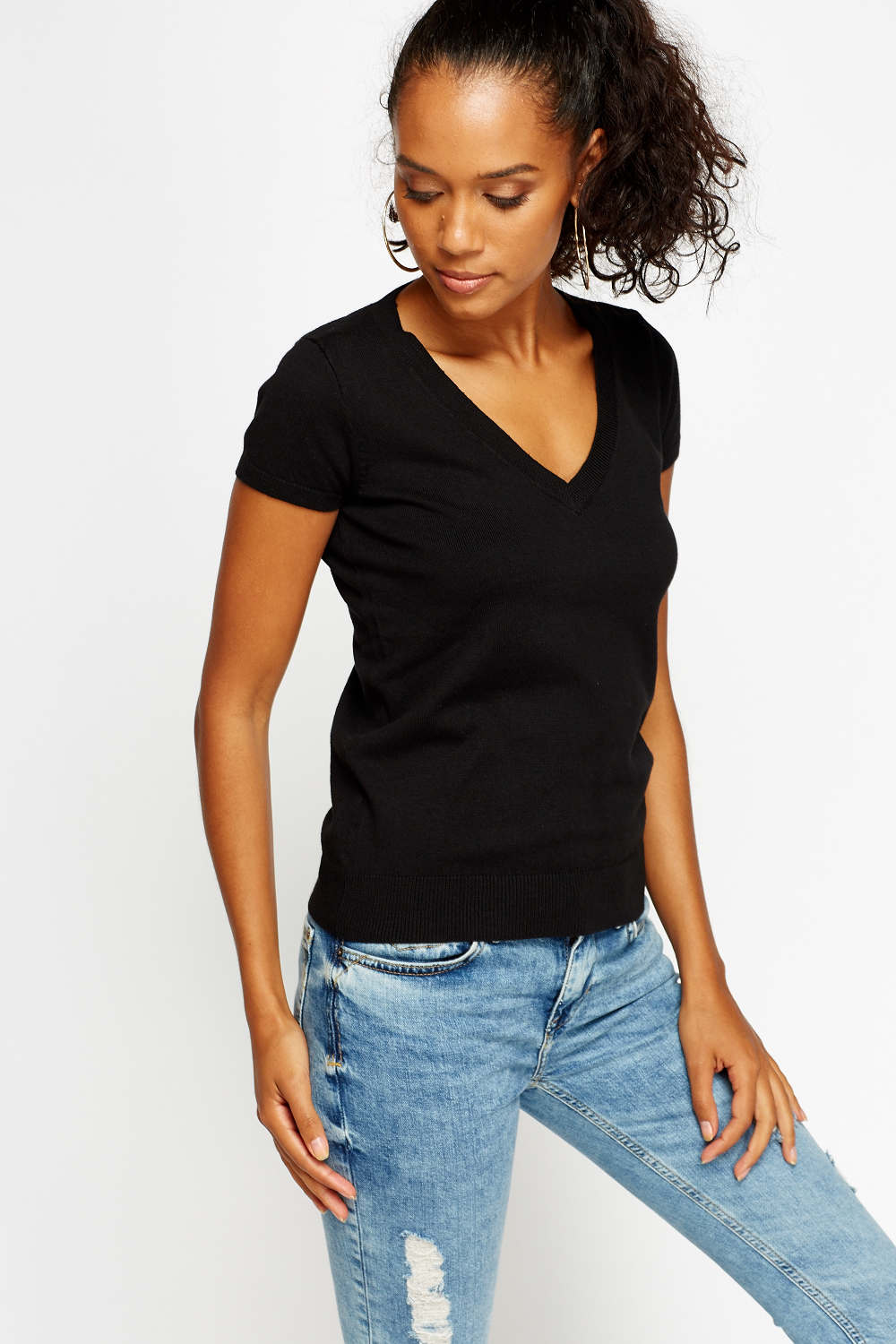 Pack Of 2 Basic Low Neck T-Shirt - Just $7