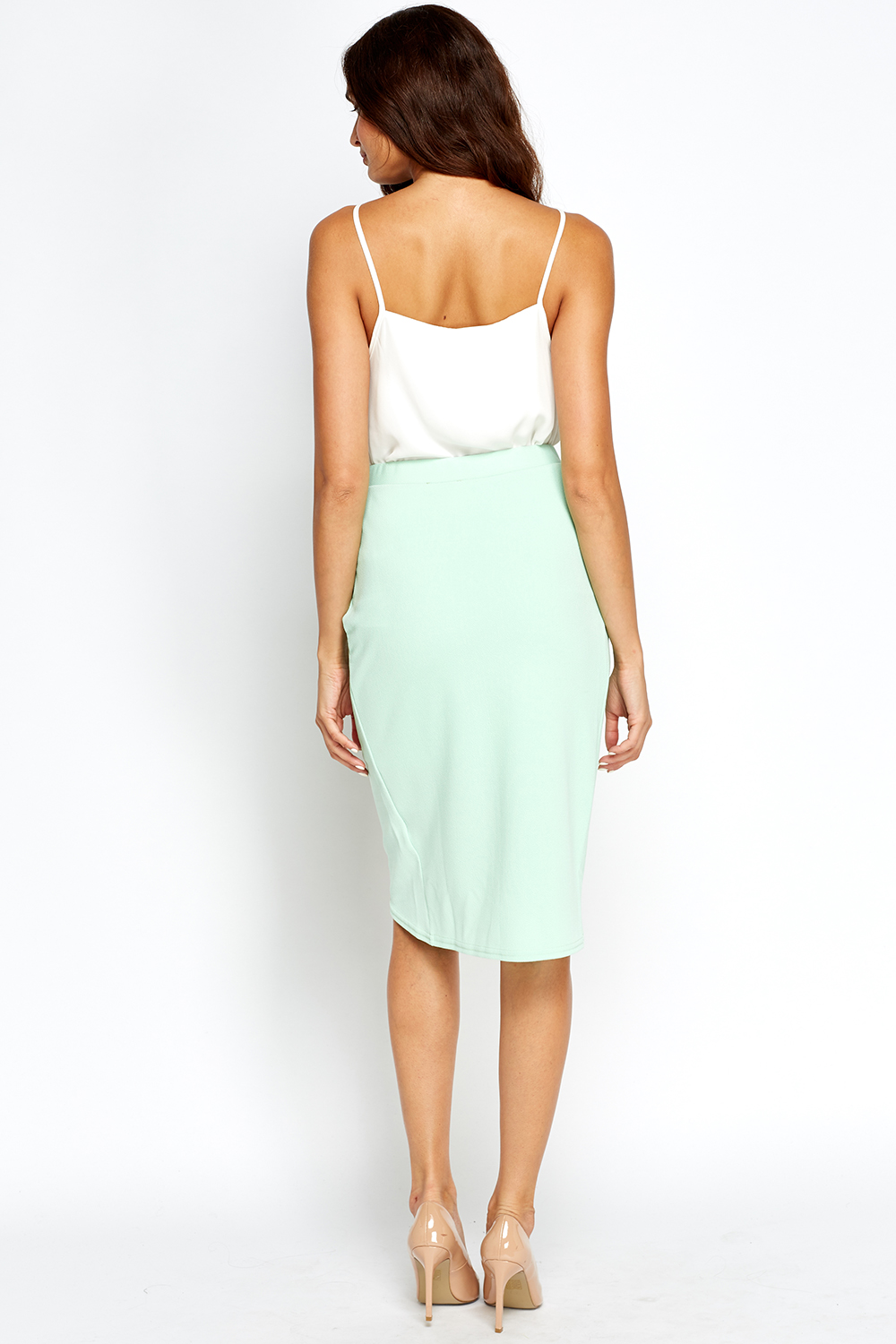Pleated Wrap Mint Skirt - Just $7