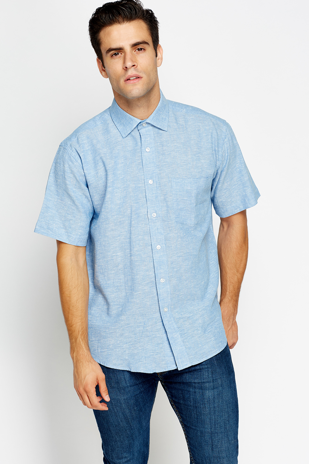 Blue Speckled Short Sleeves Shirt - Just $6