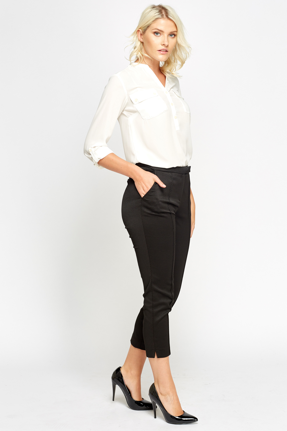 Textured Fitted Trousers - Just $7
